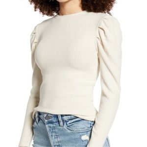 Nordstrom BP Cozy Puff Sleeve Top in Ivory
